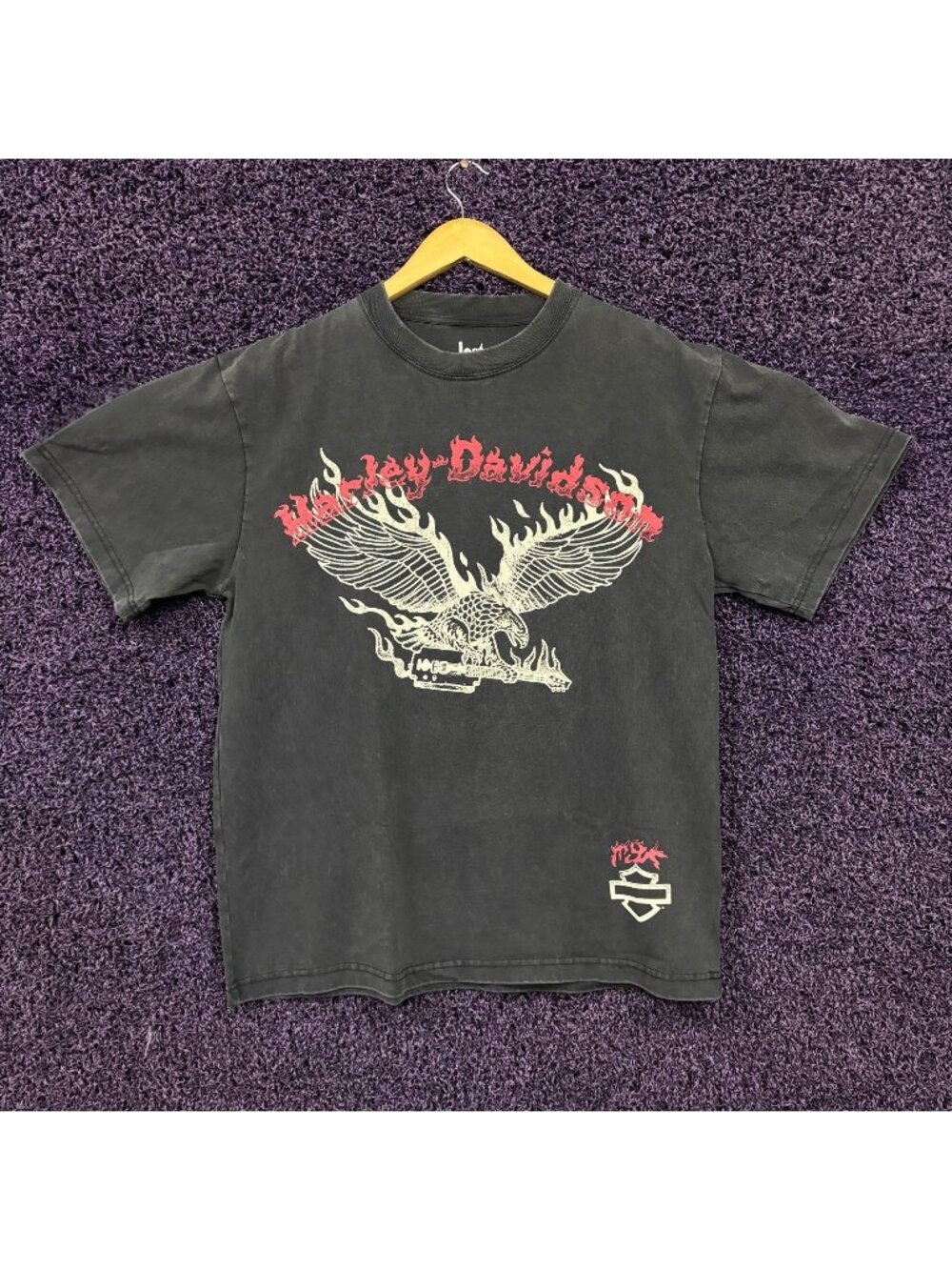 Harley-Davidson Motorcycle x Machine Gun Kelly Eagle on fire T-Shirt Size Medium